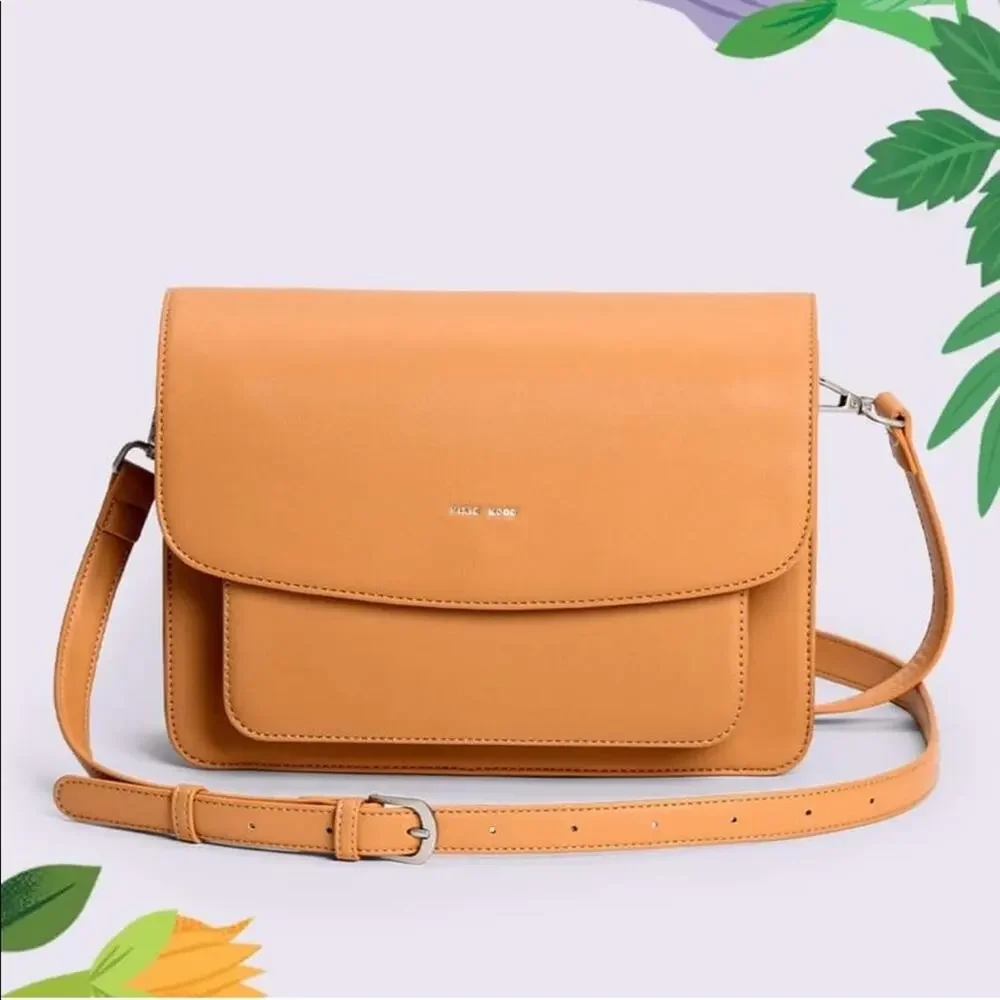 NEW PIXIE MOOD Zoe Vegan Leather Tan Brown Adjustable Crossbody Purse Bag